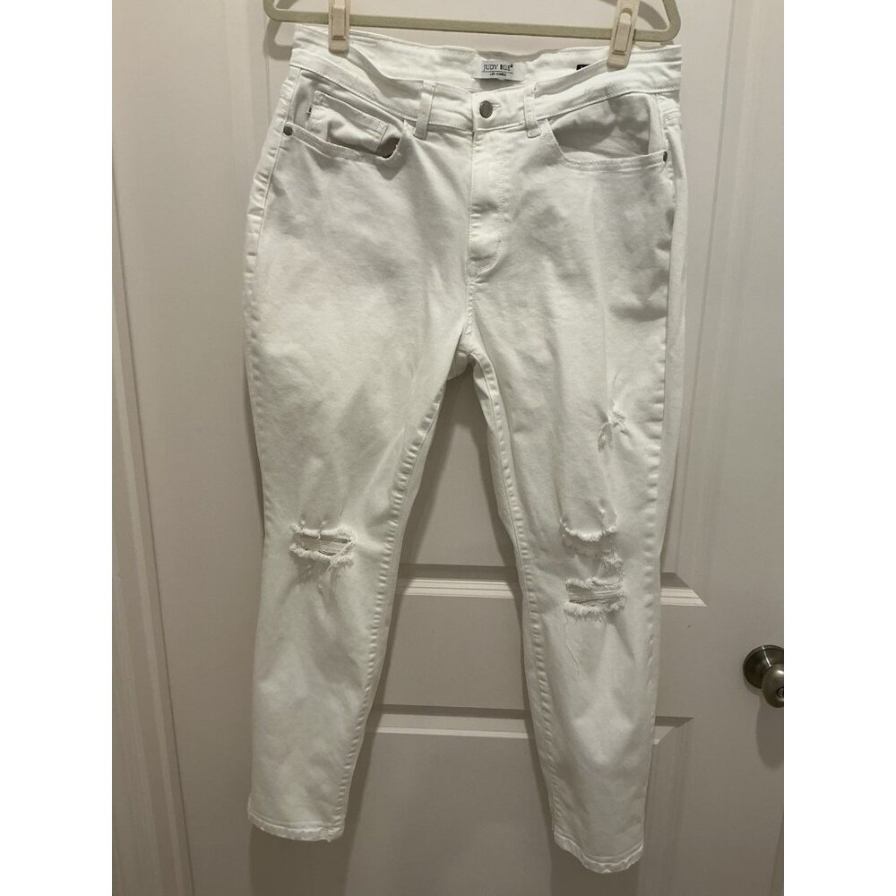 Judy Blue Boyfriend Fit Jean 16W White Ripped Stretch See Measurements
